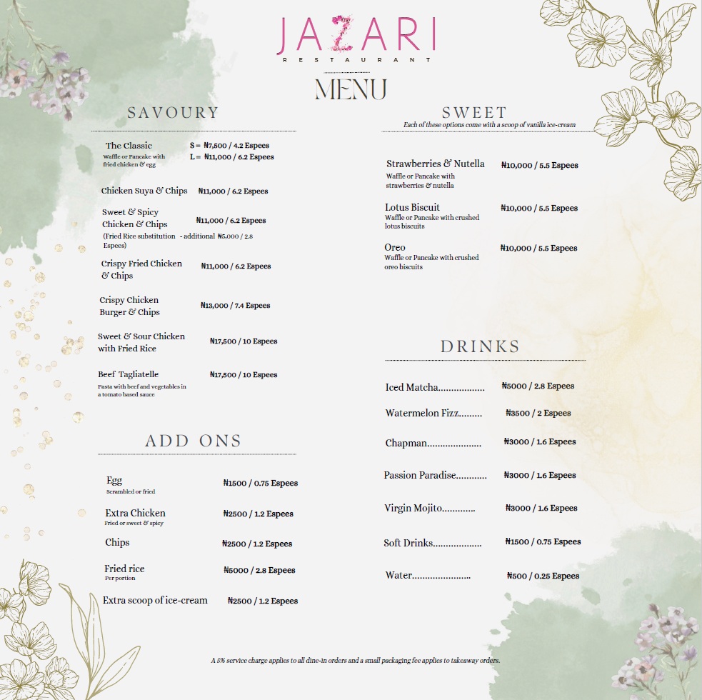 Jazari Menu