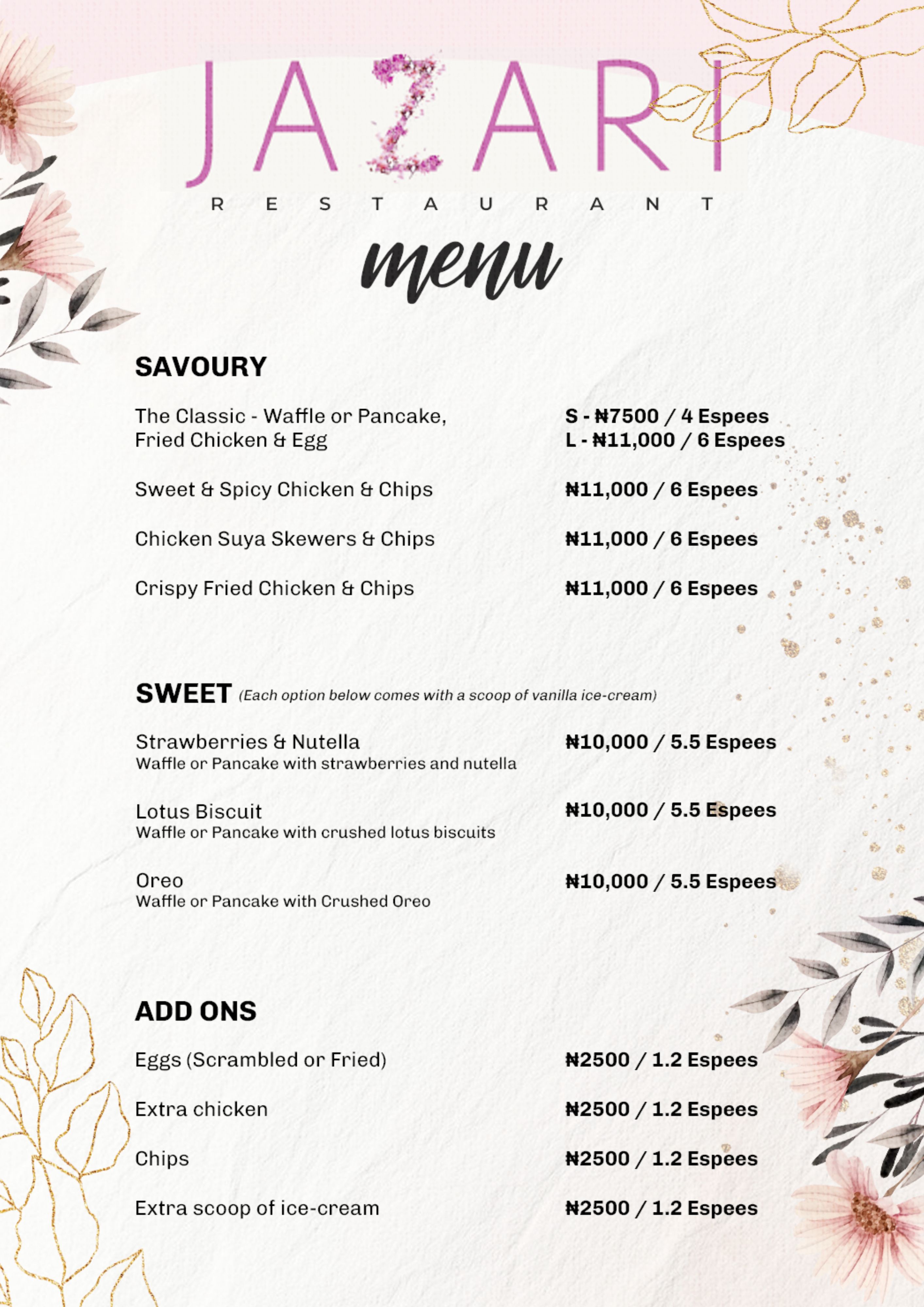 Jazari Menu Page 1
