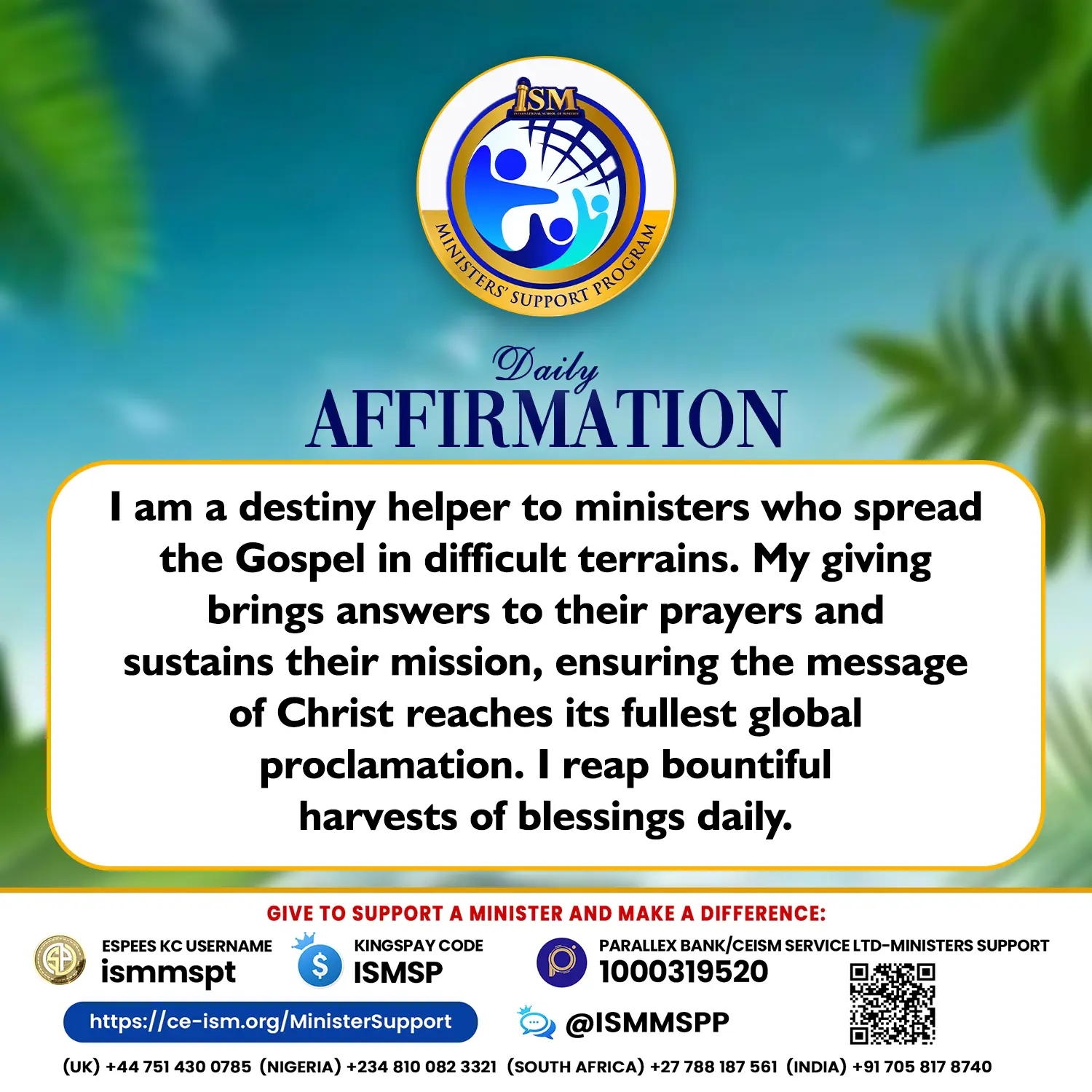 Post by ISM MINISTERS' SUPPORT PROGRAM @ismmspp | KingsChat - Christian ...